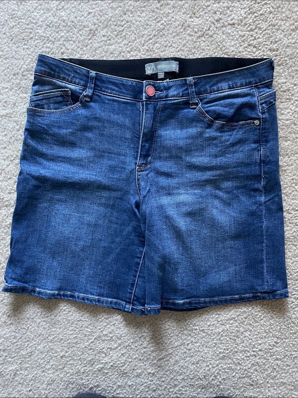 Wit & Wisdom Indigo Blue Stretch High Rise Shorts, Size 14